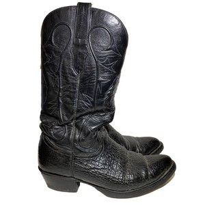 Vintage Cowtown Western Cowboy Boots Men Size 8 Black Leather Mexico Oil Resist